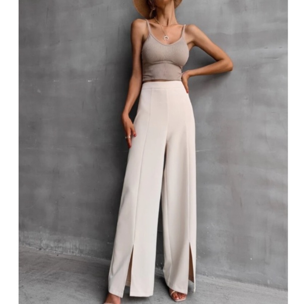 Wide leg side slit pants - Picture 4 of 16